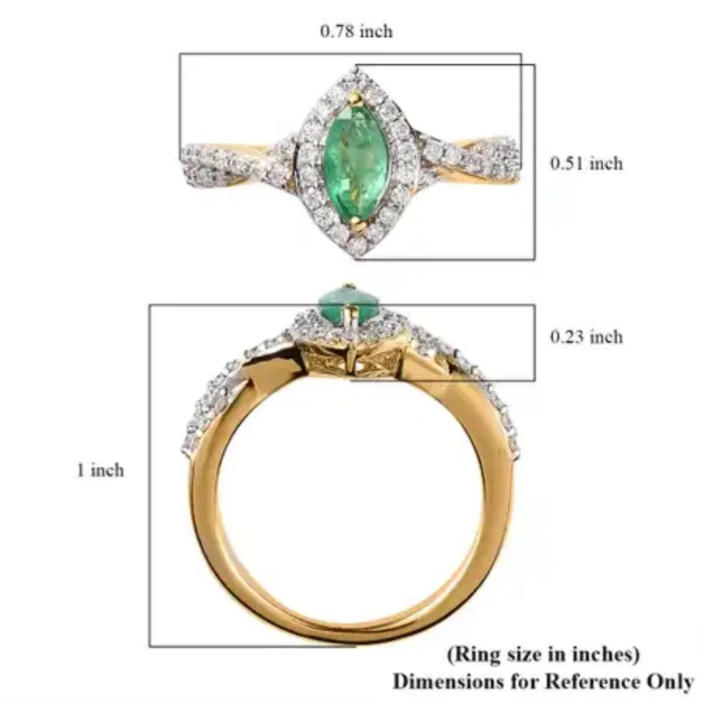NWOT Genuine Ethiopian Emerald and Moissanite Halo Ring Size 7 - Picture 12 of 12